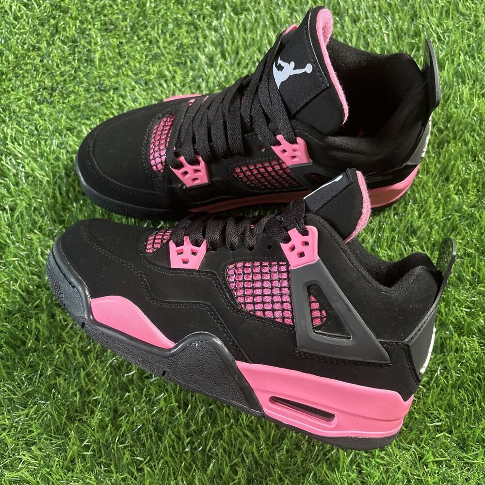 Nike Air Jordan 4 GS Black/Pink Mid Top Sneaker CU9981-102 Size 5.5Y